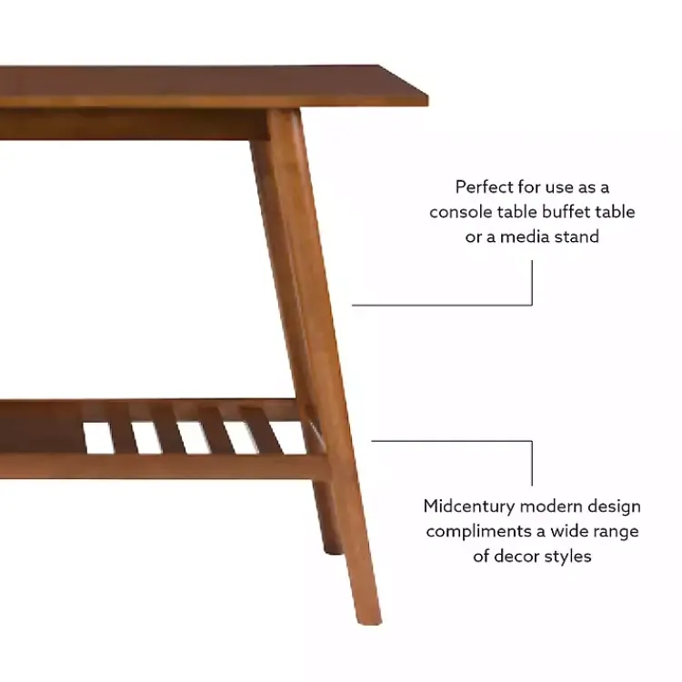 Console Tables-Kirklands Home Wood Slatted Bottom Shelf Console Table Brown