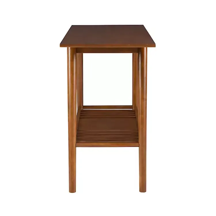Console Tables-Kirklands Home Wood Slatted Bottom Shelf Console Table Brown