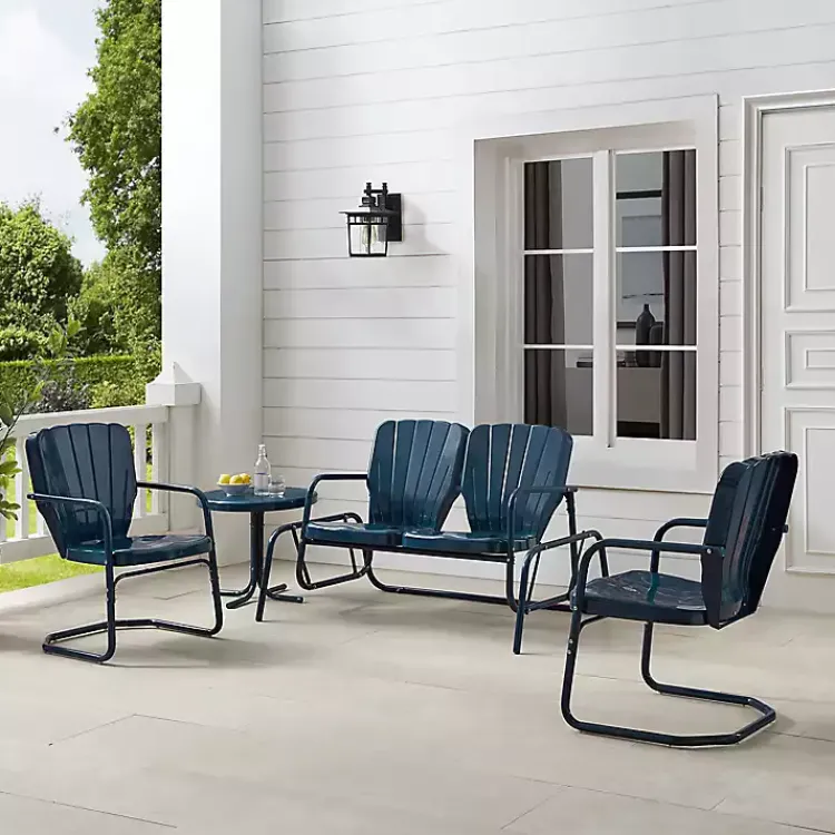 Outdoor Sets-Kirklands Home Navy Clamshell 4-pc. Outdoor Furniture Set Blue