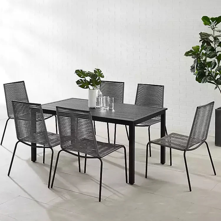 Outdoor Dining-Kirklands Home Black and Gray Rope 7-pc. Outdoor Dining Set