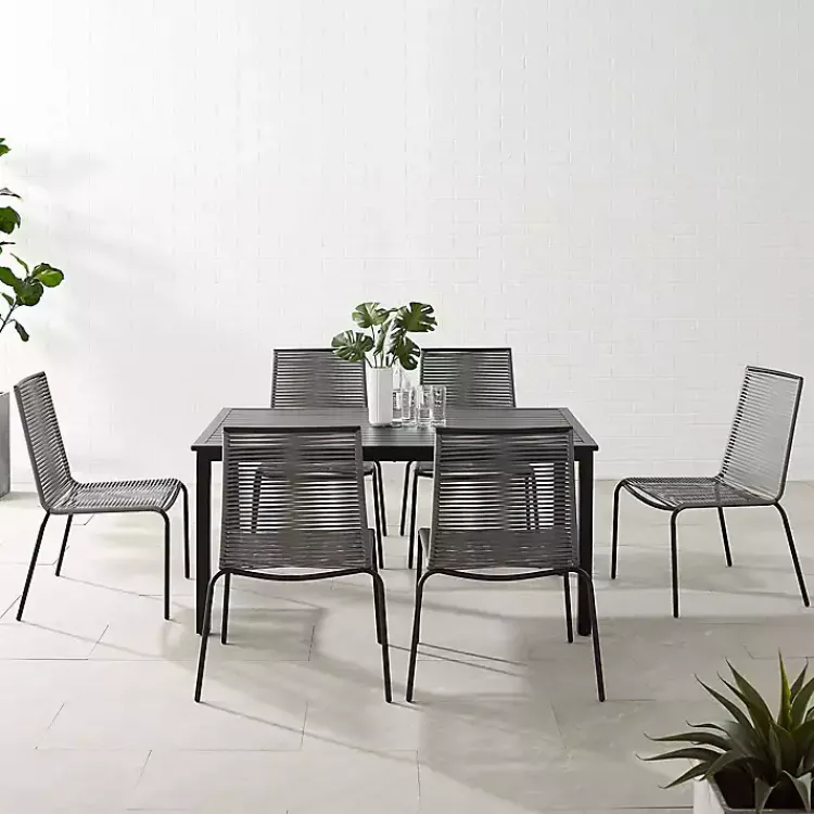 Outdoor Dining-Kirklands Home Black and Gray Rope 7-pc. Outdoor Dining Set