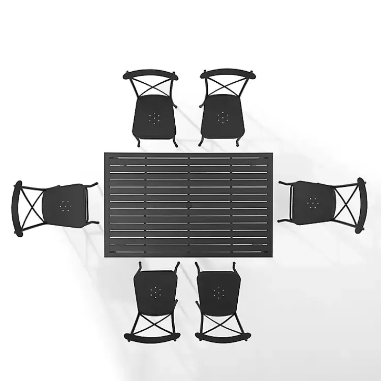 Outdoor Dining-Kirklands Home Steel Farmhouse 7-pc. Outdoor Dining Set Black