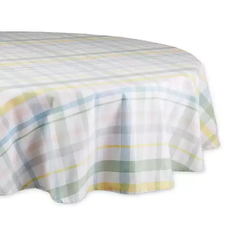 Table Linens-Kirklands Home Round Sweet Spring Plaid Tablecloth, 70 in. Multi