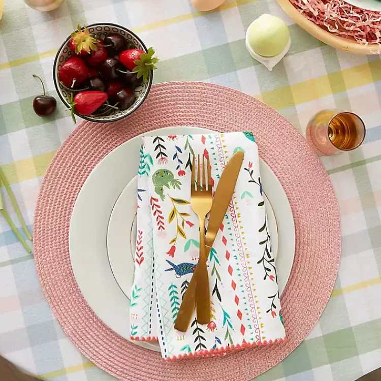 Table Linens-Kirklands Home Round Sweet Spring Plaid Tablecloth, 70 in. Multi