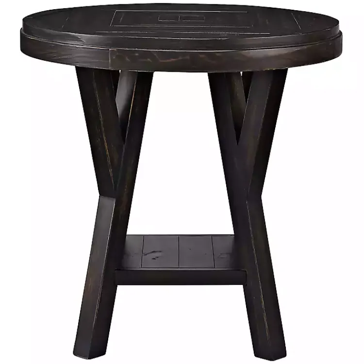 Accent & End Tables-Kirklands Home Round Wood Flared Base Side Table Black
