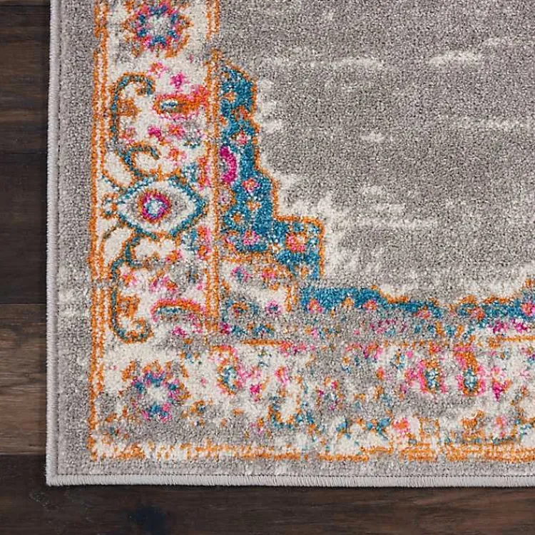 Area Rugs-Kirklands Home Gray & Pink Central Motif Botanical Area Rug, 8x10