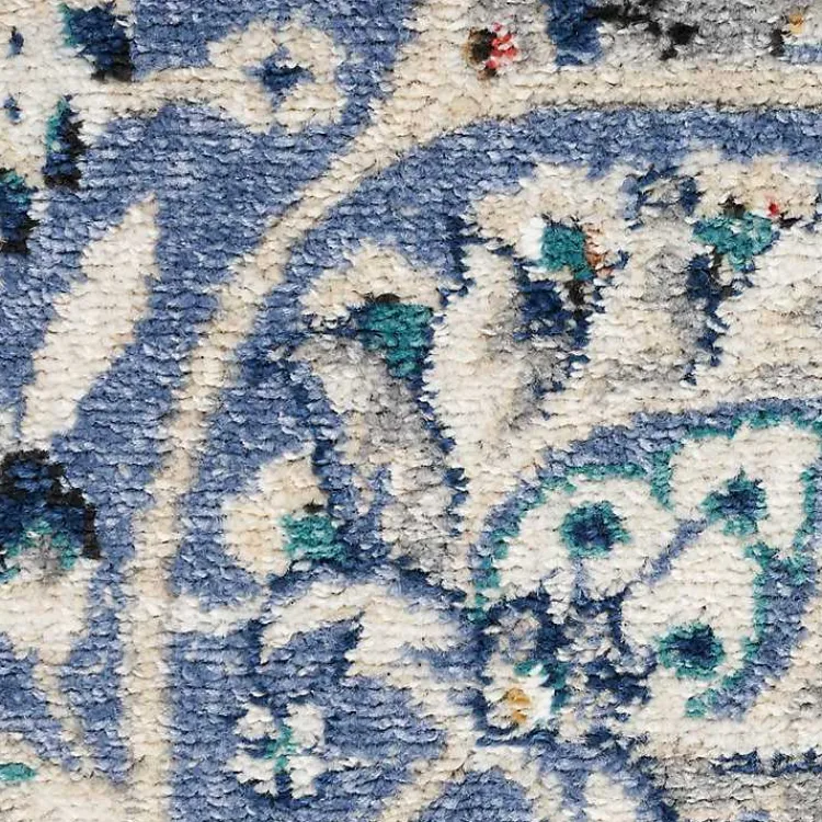 Area Rugs-Kirklands Home Faded Gray & Blue Floral Medallion Area Rug, 5x7