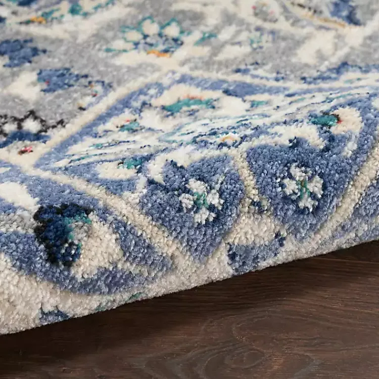 Area Rugs-Kirklands Home Faded Gray & Blue Floral Medallion Area Rug, 5x7