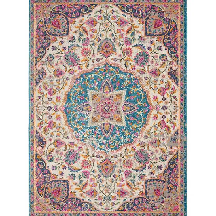 Area Rugs-Kirklands Home Ivory & Multi Floral Medallion Area Rug, 6x9