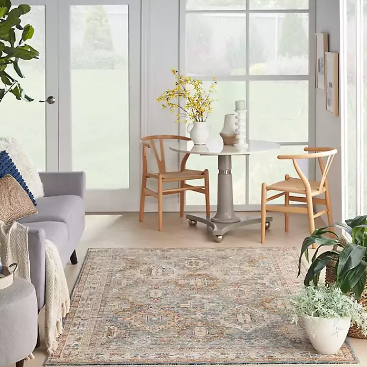 Area Rugs-Kirklands Home Blue Distressed Multi Medallion Area Rug, 5x7