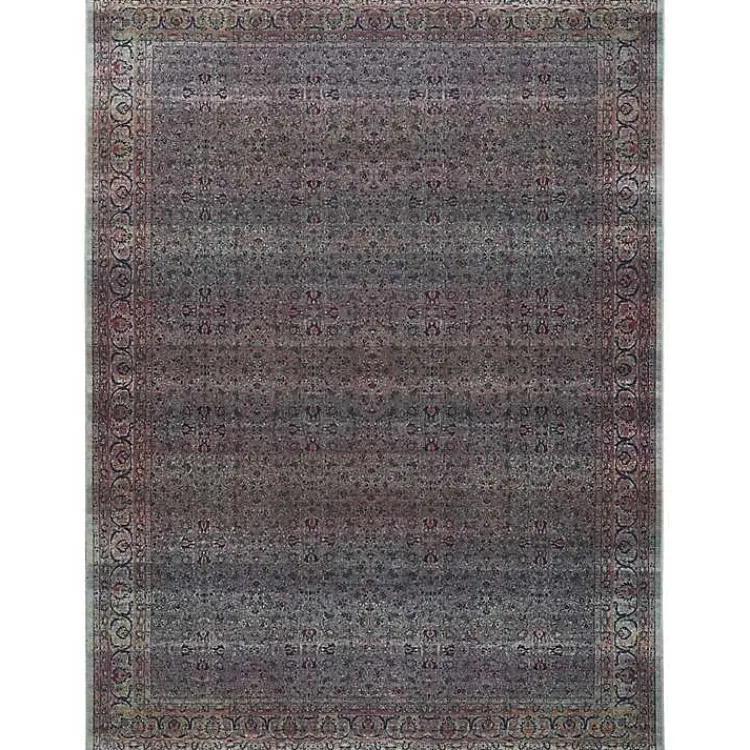 Area Rugs-Kirklands Home Dark Vintage Floral Washable Area Rug, 5x7 Gray