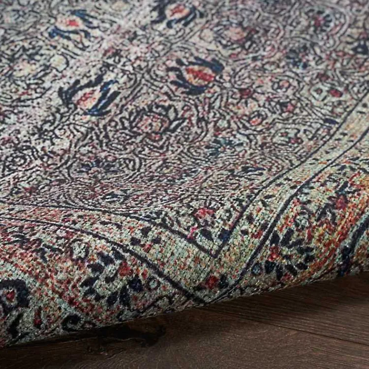 Area Rugs-Kirklands Home Dark Vintage Floral Washable Area Rug, 7x9 Gray