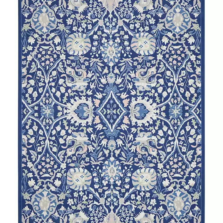 Area Rugs-Kirklands Home Royal Blue Floral Motif Area Rug, 7x10