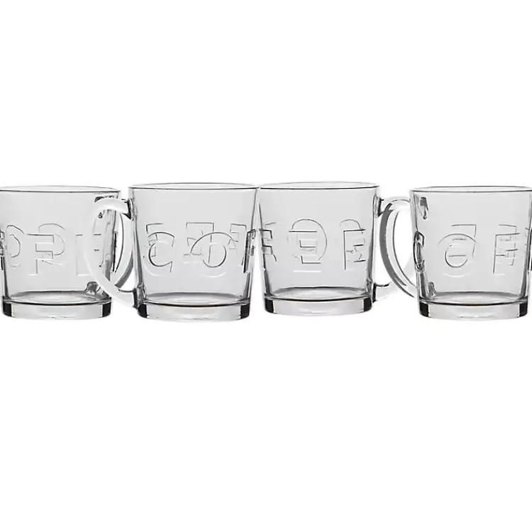 Glassware & Drinkware-Kirklands Home Glass Embossed Coffee Mugs, Set of 4 Clear