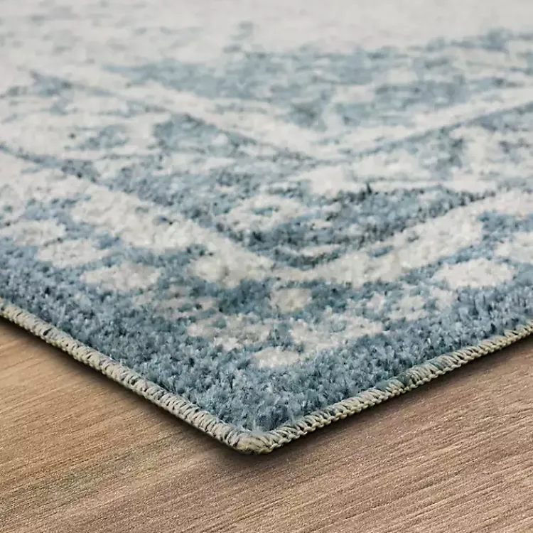 Area Rugs-Kirklands Home Blue and Cream Blackwell Runner, 2x8