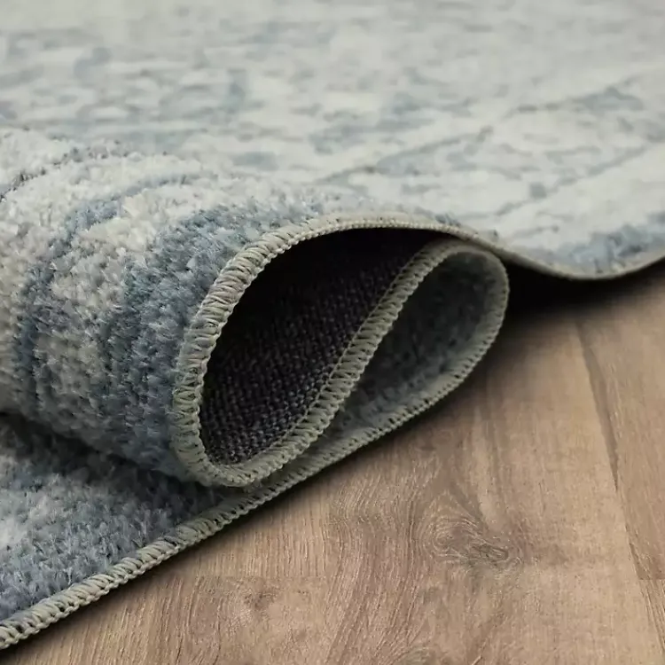 Area Rugs-Kirklands Home Blue and Cream Blackwell Runner, 2x8