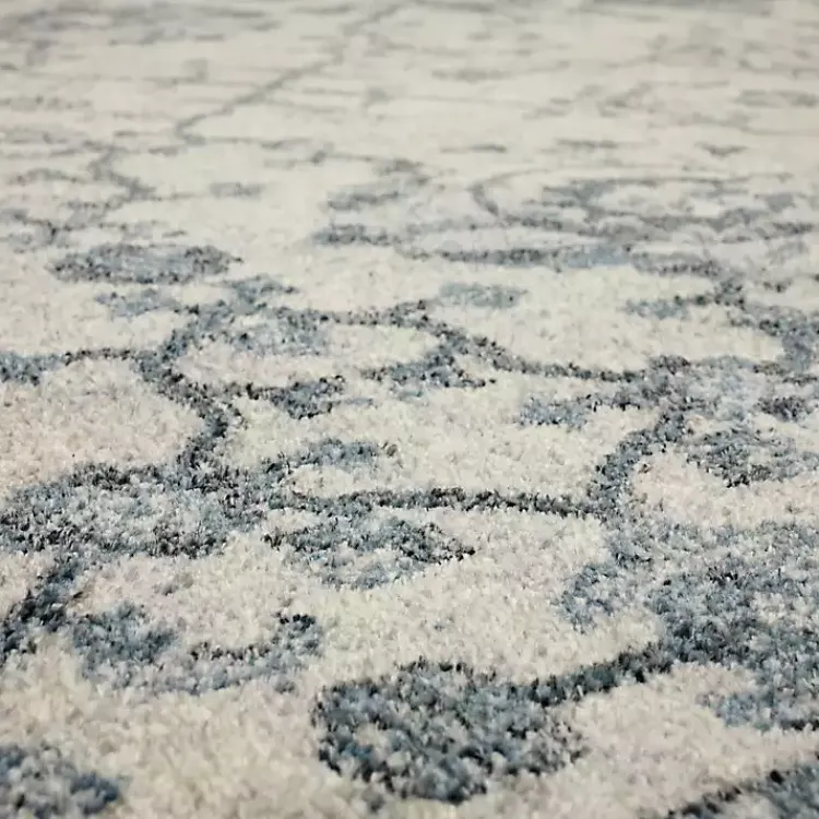 Area Rugs-Kirklands Home Blue and Cream Granary Runner, 2x8