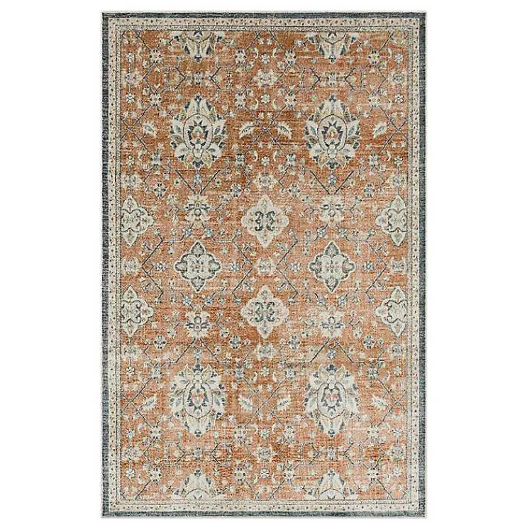 Area Rugs-Kirklands Home Granary Floral Area Rug, 8x10 Orange