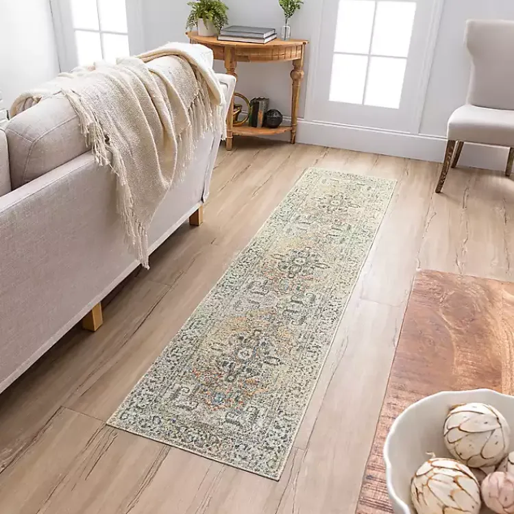 Area Rugs-Kirklands Home Wilcox Medallion Runner, 2x8 Ivory