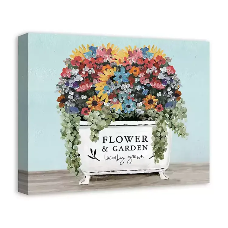 Canvas Art-Kirklands Home Floral Bathtub Canvas Art Print Multi