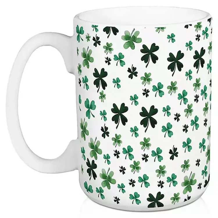 Glassware & Drinkware-Kirklands Home Luck of the Irish Shamrocks Mugs, Set of 2