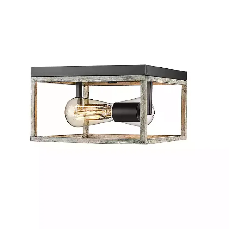 Flush Mount Lighting-Kirklands Home Graywashed Square Flush Mount Light