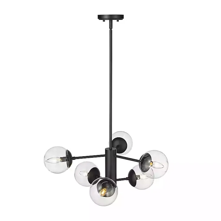 Chandeliers & Pendant Lighting-Kirklands Home Mod 5-Arm Globe Chandelier Black