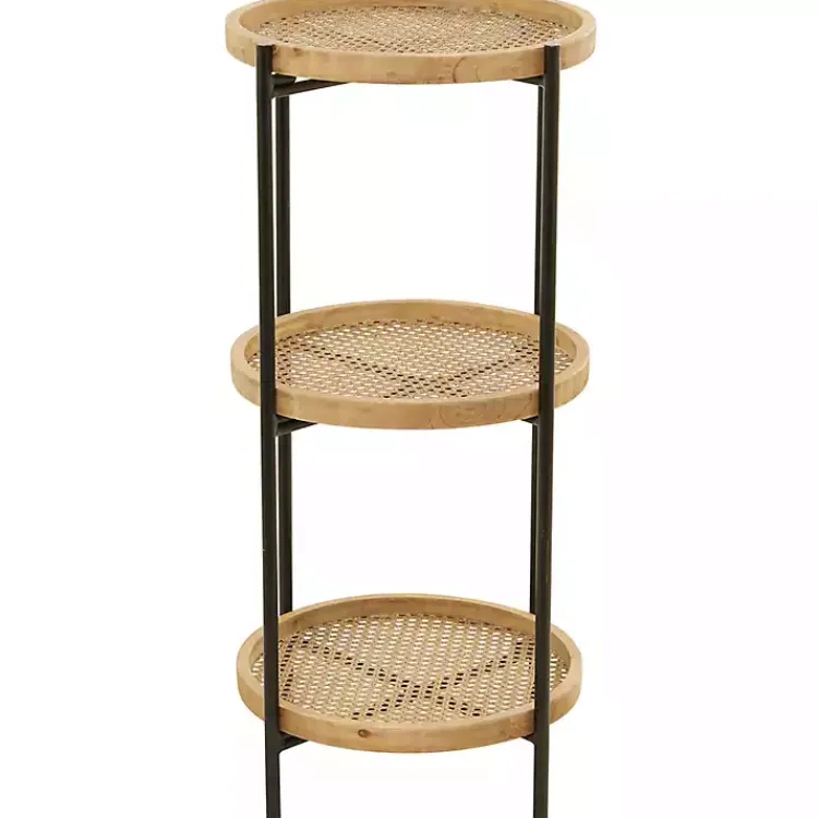 Accent & End Tables-Kirklands Home Wood Mesh Woven 3-Tier Accent Table Brown