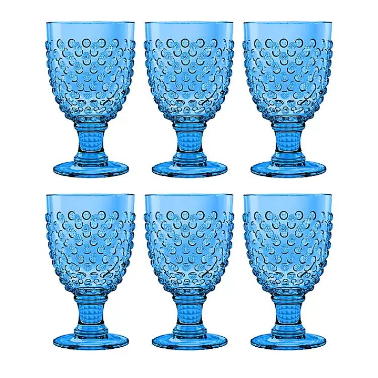 Glassware & Drinkware-Kirklands Home Beaded Acrylic Goblet Wine Glasses, Set of 6 Blue
