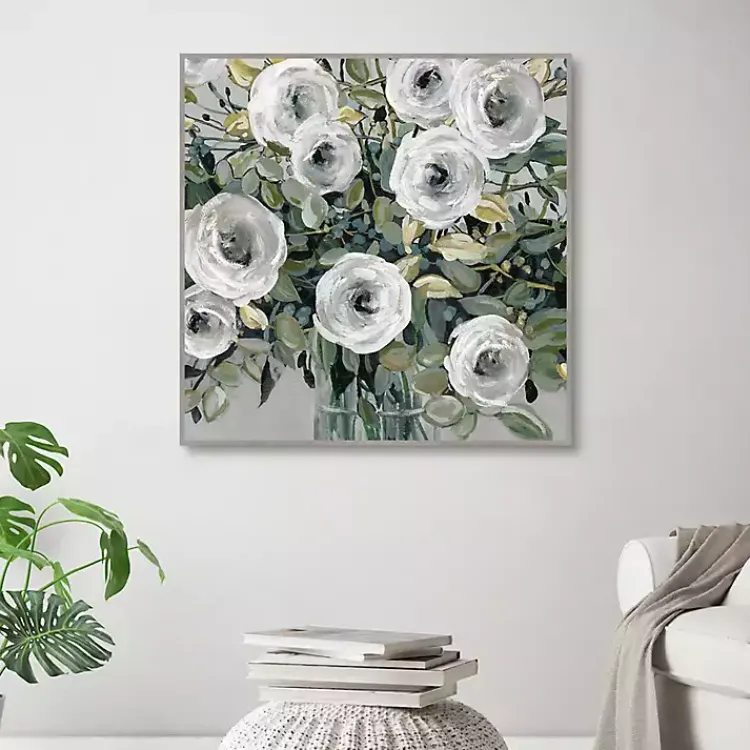 Framed Art-Kirklands Home White Rose Parade Framed Canvas Art Print