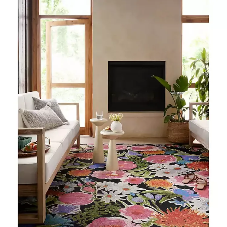 Area Rugs-Kirklands Home Midnight Garden Party Indoor/Outdoor Rug, 7x11