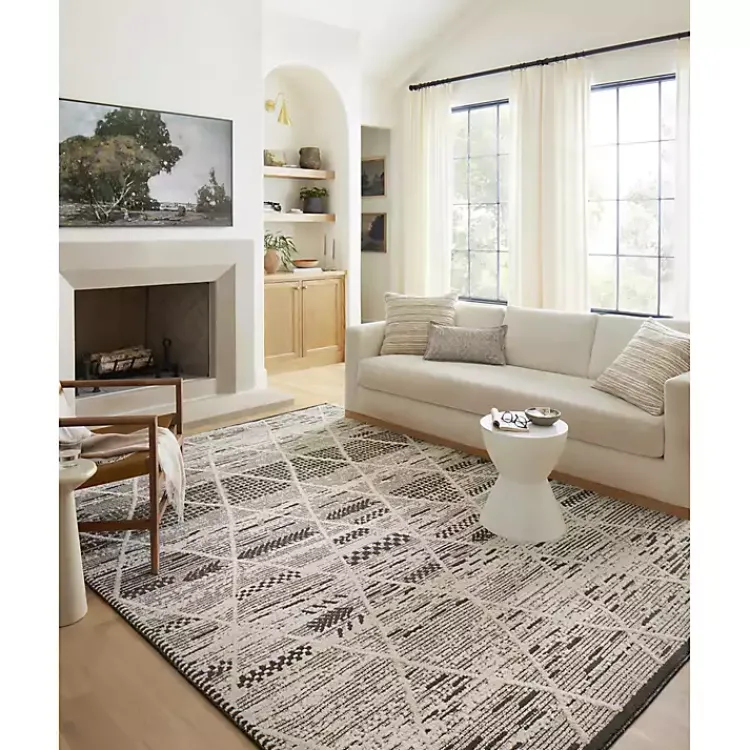 Area Rugs-Kirklands Home Charcoal Gradient Diamond Area Rug, 5x7
