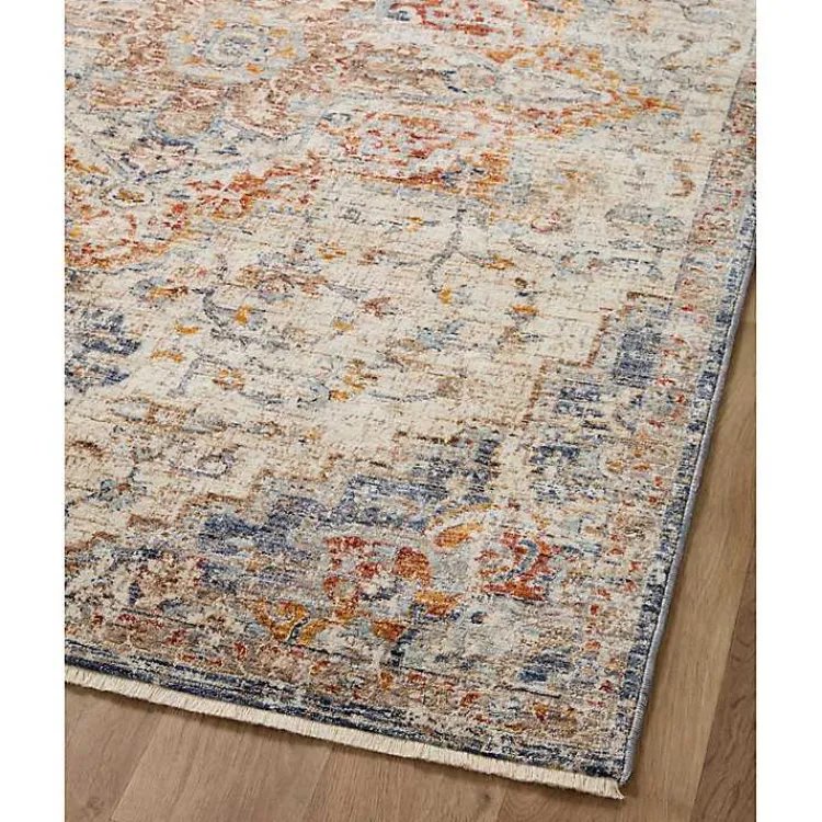 Area Rugs-Kirklands Home Ivory and Blue Bergamo Area Rug, 5x7