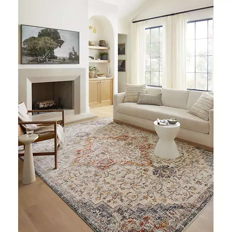 Area Rugs-Kirklands Home Ivory and Blue Bergamo Area Rug, 7x10