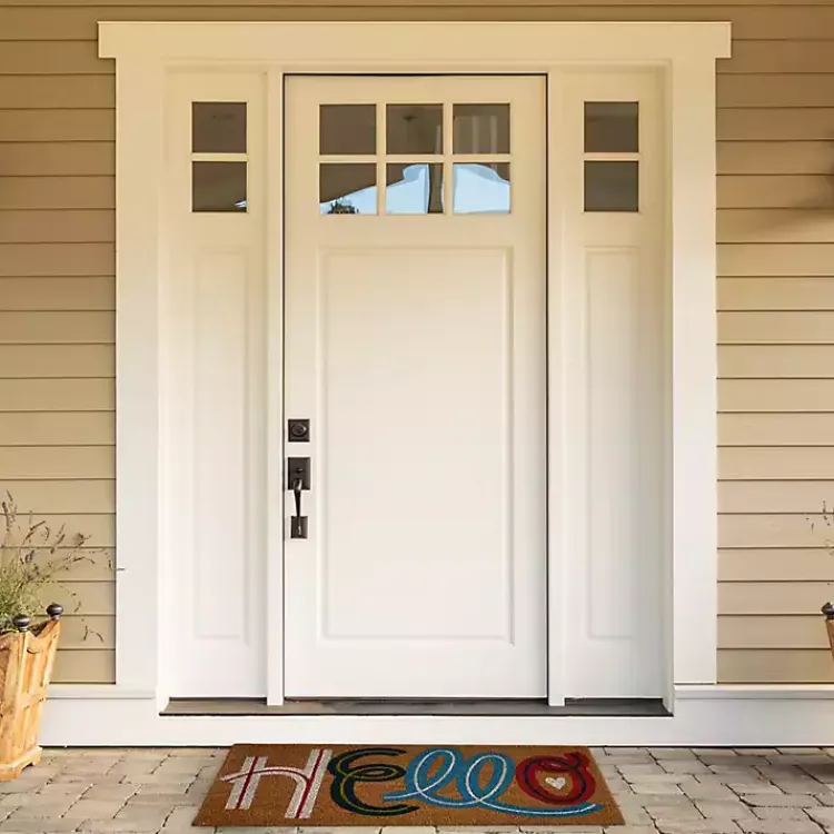 Doormats-Kirklands Home Colorful Hello Coir Doormat