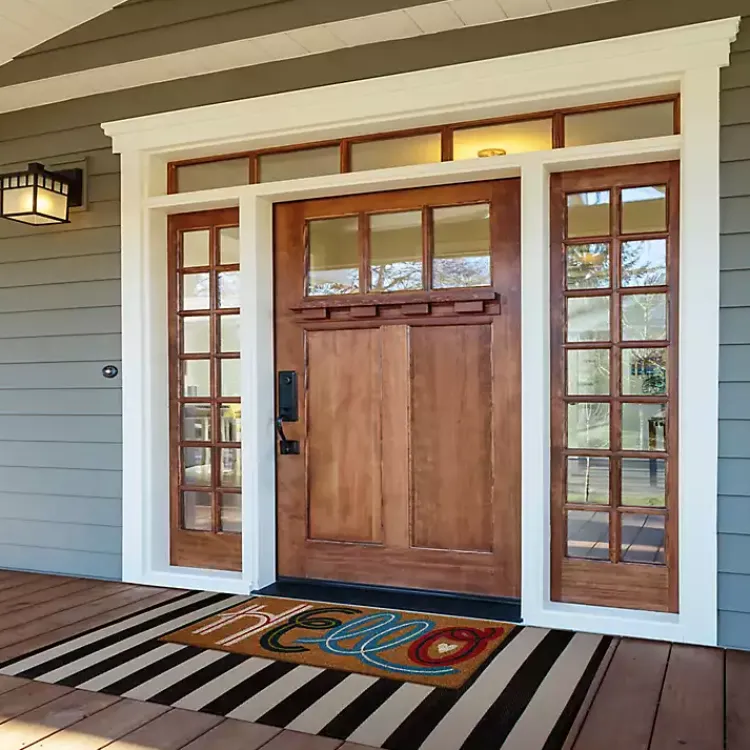 Doormats-Kirklands Home Colorful Hello Coir Doormat