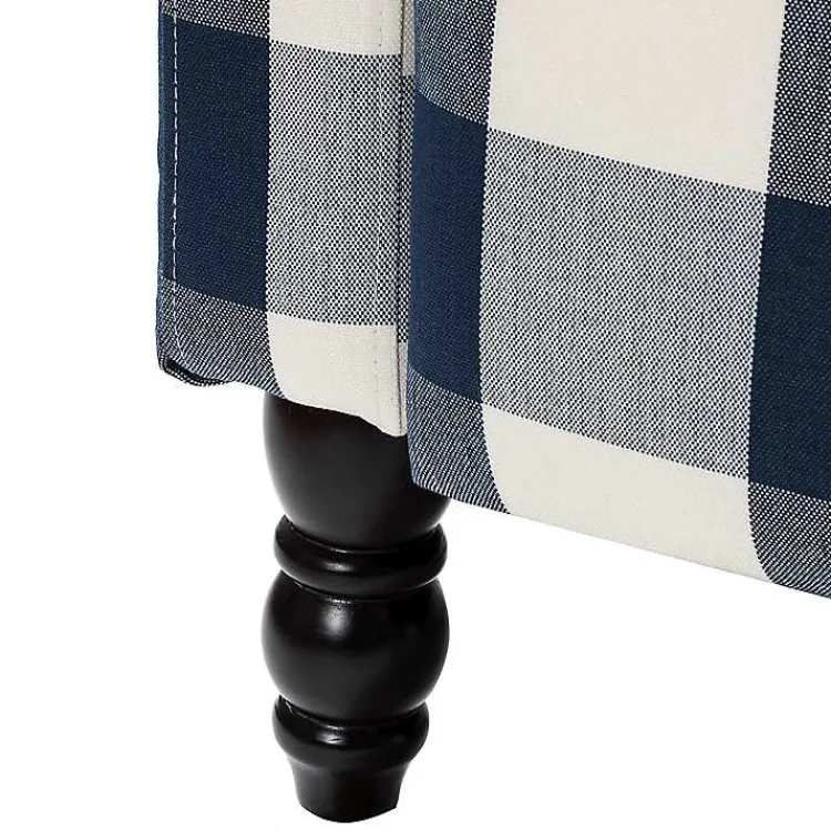 Accent Chairs-Kirklands Home Navy Windowpane Plaid Recliner