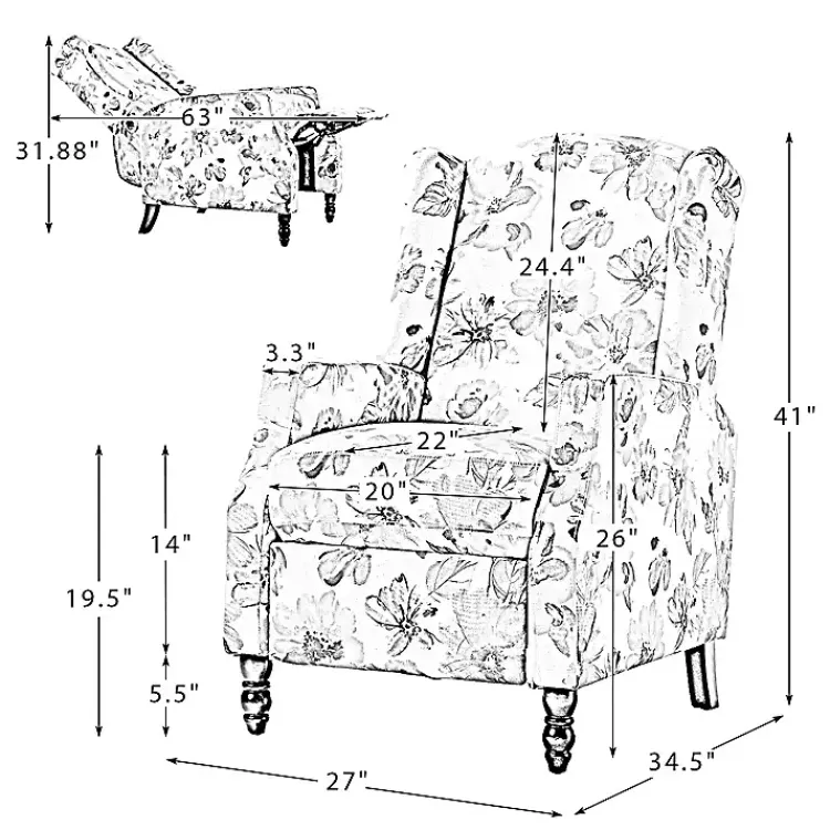 Accent Chairs-Kirklands Home Navy Windowpane Plaid Recliner