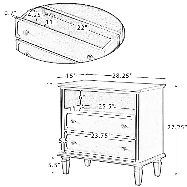 Nightstands-Kirklands Home Ash 2-Drawer Wood Nightstand Brown