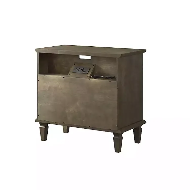 Nightstands-Kirklands Home Ash 2-Drawer Wood Nightstand Brown