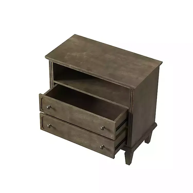Nightstands-Kirklands Home Ash 2-Drawer Wood Nightstand Brown
