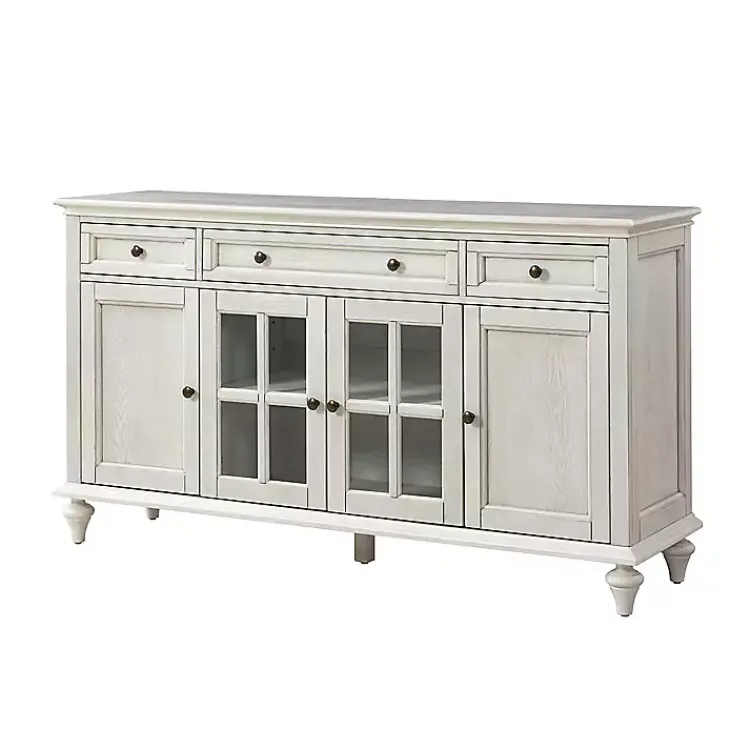 Cabinets & Sideboards-Kirklands Home Wood Glass Door Sideboard Cabinet White