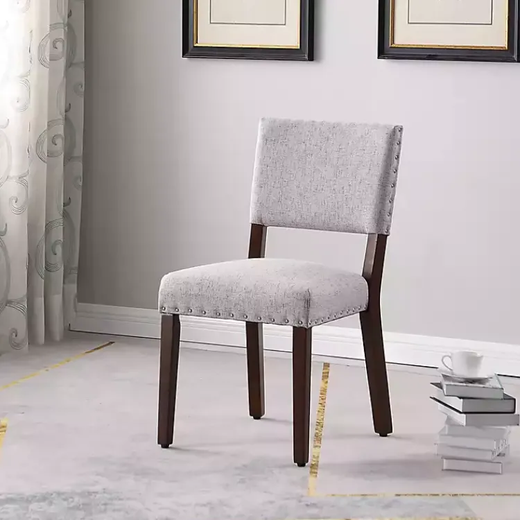 Dining Chairs-Kirklands Home Woven Upholstered Dining Chairs, Set of 2 Gray