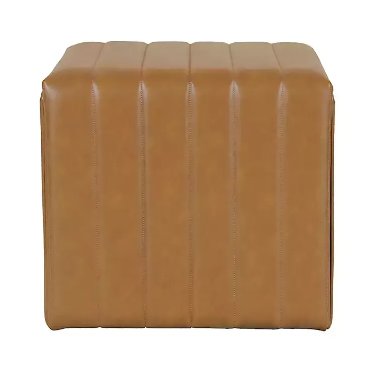 Benches & Ottomans-Kirklands Home Cognac Leather Arch Ottoman Brown