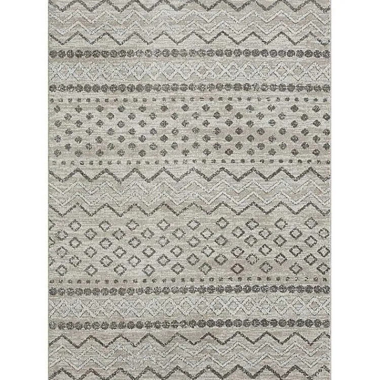 Area Rugs-Kirklands Home Beige Geometric Stripe Washable Area Rug, 5x7