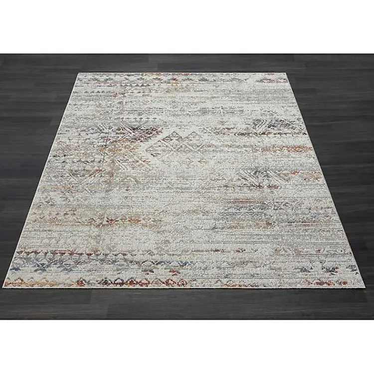 Area Rugs-Kirklands Home Distressed Medallion Washable Area Rug, 5x7 Ivory