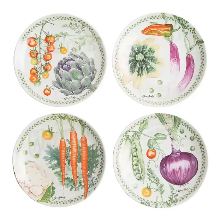Dinnerware-Kirklands Home Vegetable Garden Salad Plates, Set of 4 Multi