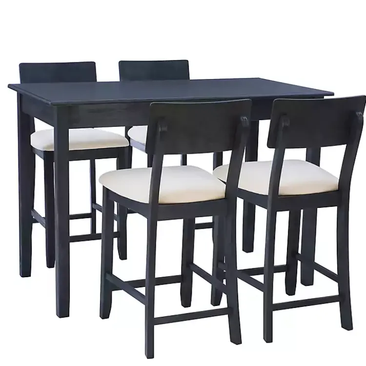 Dining Sets-Kirklands Home Charcoal Wood Upholstered 5-pc. Dining Set Gray