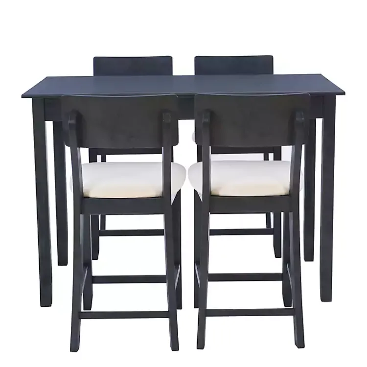 Dining Sets-Kirklands Home Charcoal Wood Upholstered 5-pc. Dining Set Gray