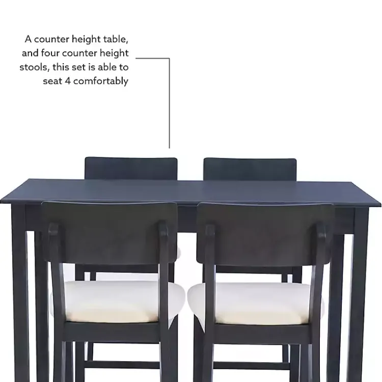 Dining Sets-Kirklands Home Charcoal Wood Upholstered 5-pc. Dining Set Gray